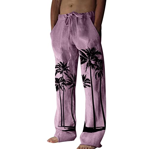 Herren Freizeithose Casual Sommerhose Strandhose,Graue Sweatpants,Leinenhose Orange,Jogginghose aus Seide,Pailletten Jogginghose,Jogginghose Grau, morado, L