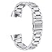 MORAN Stainless Steel Watch Band Compatible with Fitbit Charge 4/Charge 3/SE Replacement Metal Bracelet Strap Women Men (Silver)