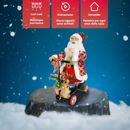 Père Noël avec scooter animé LED objet de décoration maison durable - 4
