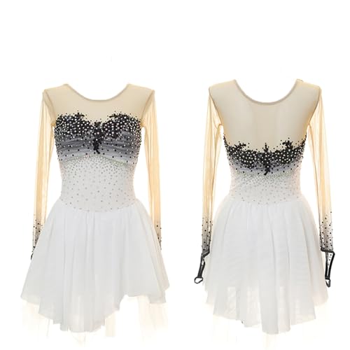 Vestido de patinação no gelo de manga comprida para meninas saia patinação no gelo fantasia de ginás