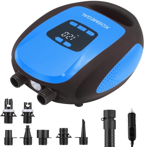 Paddle Board Pump Electric Portable Professional SUP Pump for Paddleboard 20PSI Air Compressor with Auto-Off Deflation Function and 12V DC Car Connector for Inflatables Kayaks and Boats(Lake Blue)