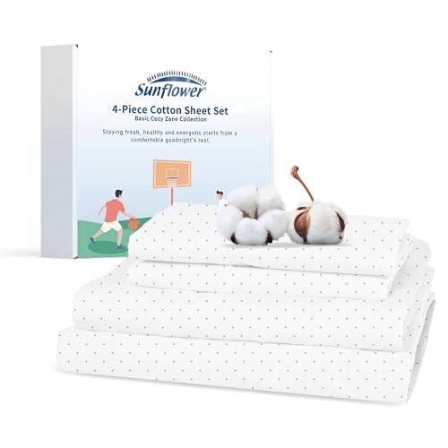 sunflower Extra Deep Queen Sheet Sets 100% Cotton Sateen, Powder Dots