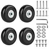 4 PiezasRuedas de Maletas de Reemplazo, Repuesto de Ruedas para Maletas de Viaje, Ruedas de Equipaje Repuesto Rueda Maleta para Carritos de Equipaje, Reparacion para Trolley(60x17mm)