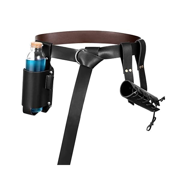 Medieval knight leather belt shawl men renaissance half shoulder cape scarf buckle bracers retro accessories - image 5