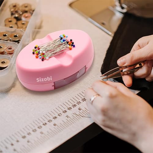 Image of Sizobi Magnetic Pin Holder with 100 Pcs Ball Head Straight Pins, Needle Magnetic Quilting Pins Holders Organizer, Bobby Pin Holder, Paper Clip Holder