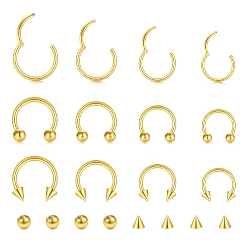 NIUSIMAN 16G Hinged Clicker Segment Septum Rings Stainless Steel Nose Horseshoe Hoop Eyebrow Lip