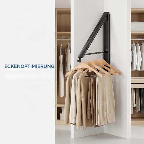 ASOUUNLD Kleiderhaken Klappbar Kleiderlüfter Wäschehalter Wand Aluminium 36x29 cm Garderobenhaken Wäschelüfter Platzsparender Kleiderbügel für Ecken Balkon Bad Waschküche Schrank (Schwarz)