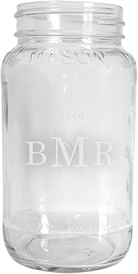 Engraved Monogram Large Mason Jar, 26 oz. Personalized Mason Jar