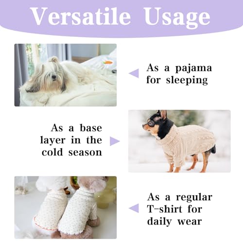 Yaopelky Haustierkleidung für kleine und mittelgroße Hunde und Katzen, Gänseblümchen-Aufdruck, langärmlig, Rüschen, Welpenkleidung, Hunde-Pyjama für Chihuahua, Shih Tzu, Yorkie (Lila, XL)