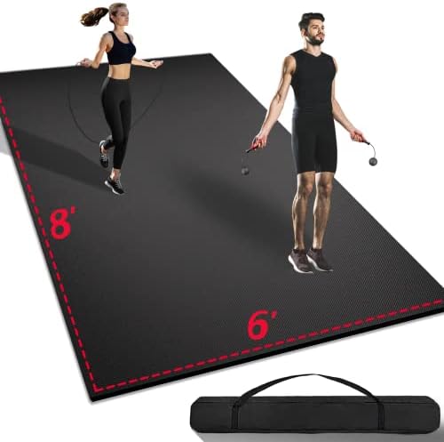 8' x 6' x 7mm Extra Large Exercise Mat, [48 Sq.Ft] Heavy-Duty & Extreme Non-Slip Gym Flooring for Home Gym, Pro Gym Mat for Home Workout & Exercise Equipment Black