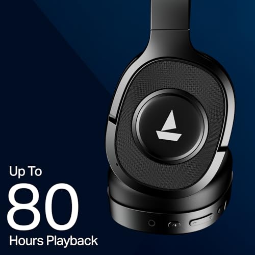 Image of Boat Rockerz Plus 550 ANC, (~40dB) Hybrid ANC, 80Hrs Playback, 40ms Low Latency Beast Mode, 40mm Drivers, BT v5.4, Bluetooth Headphones, Wireless Headphone with Mic (Cosmic Black)