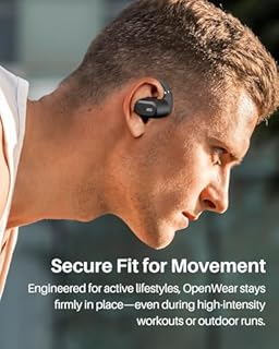 TOZO OpenWear Open-Ear Headphones, AI Translation Earbuds for 164 Languages, Bluetooth 5.4 with Smart Digital Display, Fast Charging, ENC Noise Cancelling Running Headphones for Sports, Office (Black)