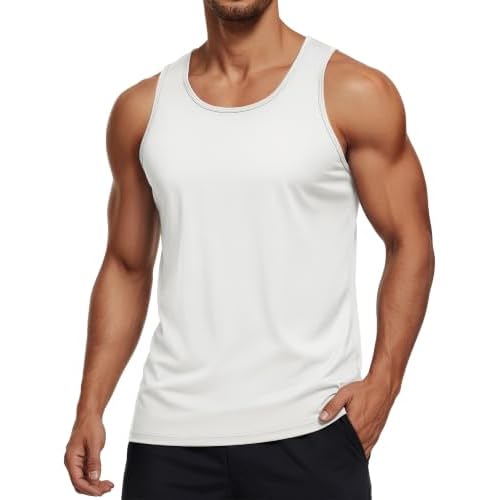 MAGCOMSEN Men's UPF 50+ Tank Top Quick Dry Summer Workout Muscle Sleeveless Shirts for Swim Beach Bodybuilding