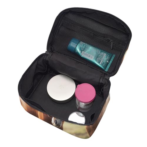 STVYUKL Adorable trousse de maquillage en forme de cheval pour femme, étanche, portable, grande capacité, trousse de toilette avec poignée sur le dessus et fermeture éclair – vue 4