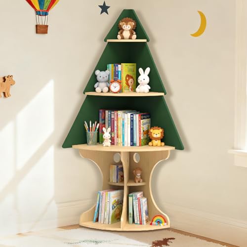 LAKNUAL Bookshelf for Kids, Children Tree-Bookshelf, Space-Saving Montessori Toddler Corner