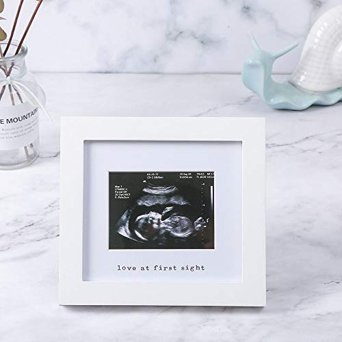 Iheipye Baby Sonogram Photo Frame - 1St Ultrasound Picture Frame - Idea Gift For Expecting Parents,Baby Shower, Gender Reveal Party,Baby Nursery Decor (Silver Text, White) #TOP1