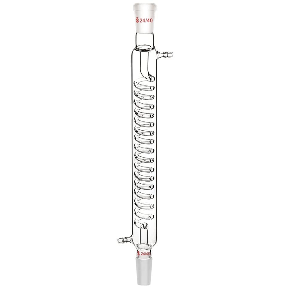 Fuhjythy Borosilicate Glass Condenser With 24/40 Fitting 300Mm Jacket Length Laboratory Glass Condenser Serpentine Condenser Tube Easy Install