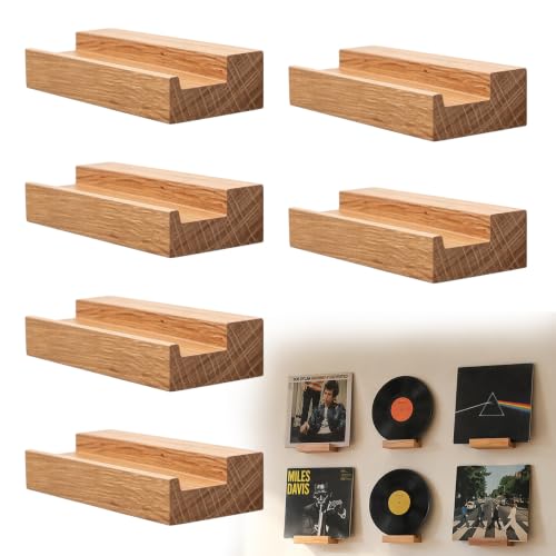 VETOLAKA Lot de 6 étagères murales en pin massif - Étagère à livres en bois de pin - Planche à découper flottante - Rangement LP - Pour salon et salle de musique