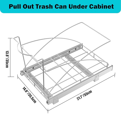 Image of Pull Out Trash Can Under Cabinet 35QT Capacity 14 inch Wx22 D, Gray