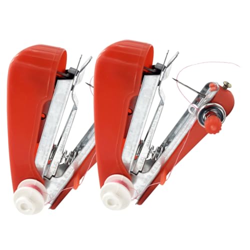 Imagen de GARVALON 2 piezas Mini Máquina de Coser Portátil y Ligera Diseño Ergonómico Antideslizante Práctica para Costura Manual Hogar y Bricolaje de Unidades Color Rojo