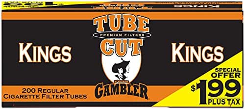 Gambler TubeCut Regular King Size Pre-Priced RYO Cigarette Tubes 200ct Box (5 Boxes)