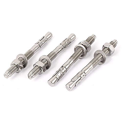 Aexit M8 Thread Anchors 304 Stainless Steel Car Repair Gecko Expansion Bolt Screw 80mm Expansion Anchors Long 4pcs