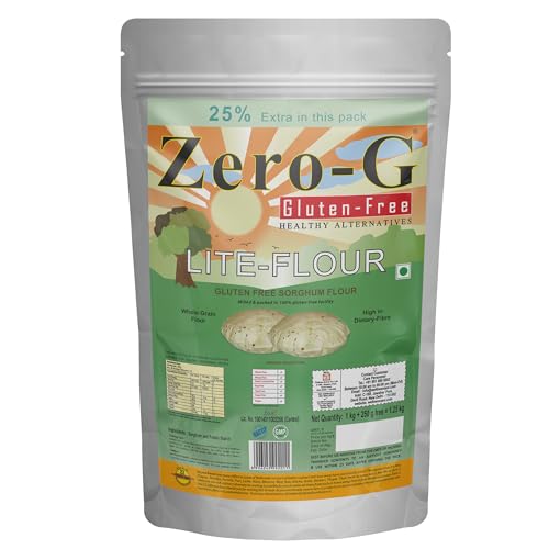 Image of ZERO - G Gluten Free Lite Flour (1.25 KG) - Sorghum (Jowar) Atta for Perfect Rotis|All Purpose Gluten-free Flour|High Dietary Fiber for Easy Digestion|Good Kneading, Rolling & Puffing Properties