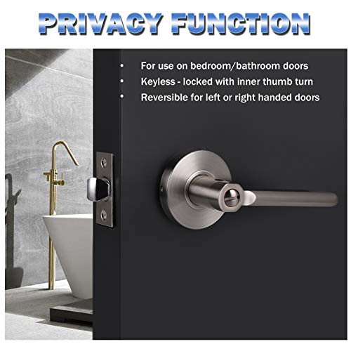 Knobonly Satin Nickel Finish Door Lever Interior Privacy Door Handles Door Handles Keyless For Bedroom Or Bathroom 10 Pack #TOP2