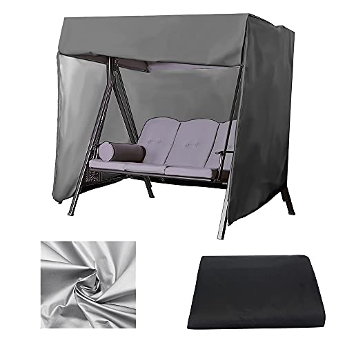lkoezi Garden Swing Cover 3 Seat Rocking Chair Cover Outdoor Patio Furniture Cover Courtyard Swing Cover Rip Proof Beach Chair Cover Waterproof Windproof Sun Shading Anti-UV Oxford Cloth Cover (1PC)