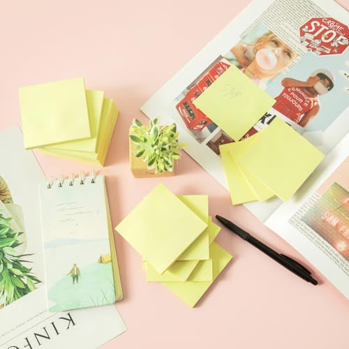 Image of Wowivy 16 Pads Yellow Sticky Notes, 76 x 76 mm, Sticky Pads, Recyclable, Self-Stick Notes Pads, Sticky Notes, Easy to Post for Home, Office, 55 Sheets /Pad, 880 Sheets Total