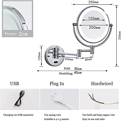 Fbite Smart Sensor Led Makeup Mirror With Lights And 10X Magnification, Double Sided Wall Mounted Swivel Extendable Vanity Mirror,Rose Gold,Hardwired #TOP5