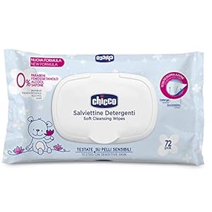 Chicco Soft-Feuchttücher für Babys, Multifunktions Reinigungstücher, 1 Packung mit 72 Desinfektionstüchern, Alkohol- und Parfümfrei, für empfindliche Haut