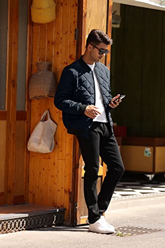 Image of Pengfei Mens Diamond Quilted Jackets Bomber Varsity Winter Fall Chunky Coats Outwear