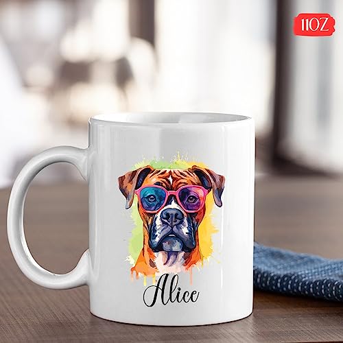 Personalized Pet Dog Pottery Mug, Dog Cup, Boxer Wearing Sunglasses Coffee Mug, Boxer Mug, Customized Pet Memorial Cup Gift With Name, Boxer Wearing Sunglasses Cup Present, White Mug 11oz, 15oz Personalized Pet Dog Pottery Mug, Dog Cup, Boxer Wearing Sunglasses Coffee Mug, Boxer Mug, Customized Pet Memorial Cup Gift With Name, Boxer Wearing Sunglasses Cup Present, White Mug 11oz, 15oz