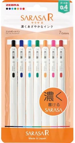 Zebra - Bolígrafo de gel Sarasa R (0,4 mm, 7 colores, set N JJS29-R1-7C ...