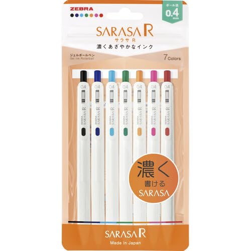 Zebra Sarasa R Gel Ballpoint Pen, 0.4 mm, 7 Color Set, N JJS29-R1-7C-N : Office Products