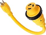 Marvine RV/Boat Shore Power Adapter 1.5FT 15 Amp to 30 Amp NEMA 5-15P to L5-30R Twist Lock Female wi
