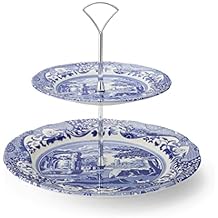 Portmeirion Home & Gifts Blue Italian 2 tier cake stand, Blue & White
