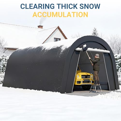 13\' x 20\' Domed Carport with 4 Cloth Bags, Portable Garage with 2 Roll-up Doors, All-Weather Storage Shelter Shed for Cars, Truck, or Garden Tools - Thumbnail 4