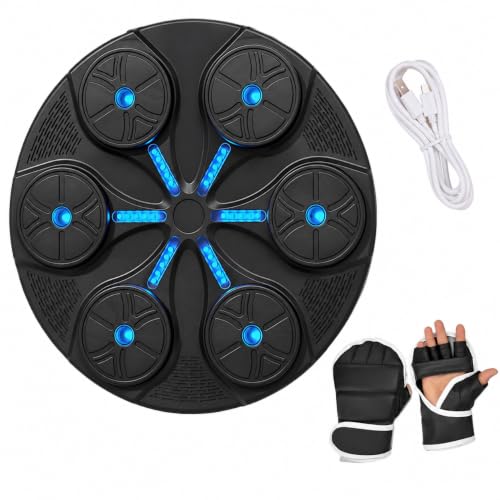 Smart Music Boxing Machine | Bluetooth Boxing Trainer with Gloves Punching Trainer for Workout Gym & Home Exercises | Wall Mounted Electronic Boxing Target for Kids Adults & Family Entertainment