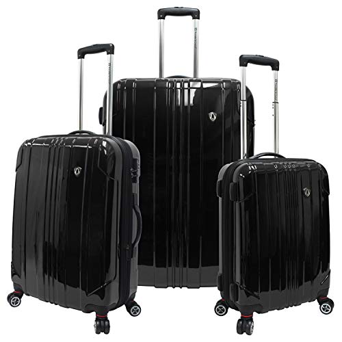 Traveler's Choice Sedona 100% Pure Polycarbonate Expandable Spinner Luggage, Black, 3-Piece Set