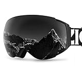 ZIONOR X6 Ski Snowboard Snow Goggles OTG for Men Women Youth Anti-Fog UV Protection (VLT 17% Black...