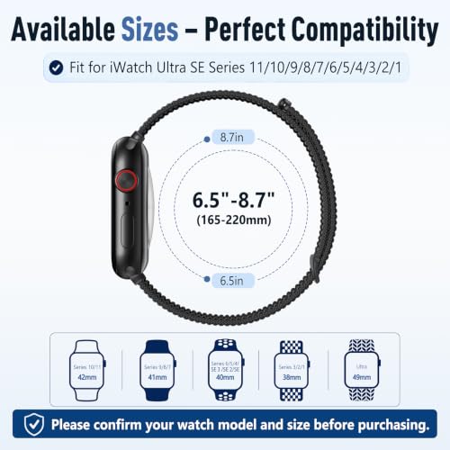 DGege 5 Pack Sport Nylon Loop Compatible with Apple Watch Bands 42mm 44mm 45mm 46mm 49mm for Women Men, Adjustable Breathable Soft Straps for iWatch Series 11 10 9 8 7 6 5 4 3 2 1 SE Ultra Casual by DGege - Used condition - Image 8