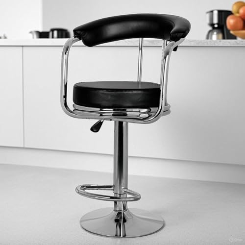 Nityam Modern Adjustable Height Bar Stool Chair Suitable for Kitchen Cafeteria Dining Office Shops (Color-Black)