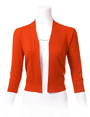 Image of Allsense Women's 3 /4 Sleeve Cropped Shrug Cardigan | Classic Bolero, Open-Front, Lightweight Soft Fine Knit Cover Up