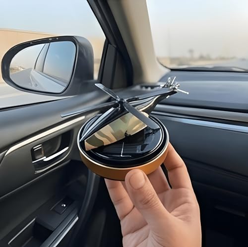 Image of Eltron Turbo Imported Glider Working On Solar Power Car Interior Accessories Decoration Rotating Fan Dashboard Aroma Organic Fragrance Car Perfume (Fouji, Helicopter)