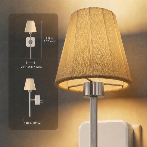 Image of L LOHAS LED Night Lights Plug into Wall, Pleated Fabric Cover Night Light | Vintage Nightlight With Dusk to Dawn Sensor, 0-100LM Dimmable, for Bedroom Living Room Hallway