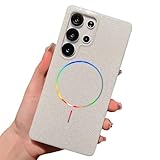 CrazyLemon 適用 Samsung Galaxy S24 Ultra ケース かわいい おしゃれ キラキラ [MagSafe対応] マグネット搭載 ワイヤレス充電対応 Samsung S24 Ultra 用 スマホケース 薄型 軽量 ハード PC + ソフト TPU 保護カバー 耐衝撃 傷防止 レディーズ 女性用 人気 (ホワイト)