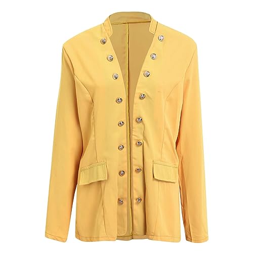 Blazer feminino com botões, plus size, gola lapela, manga comprida, blazer para trabalho, escritório