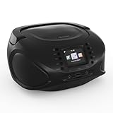 auna - lettore cd/mp3 portatile con radio internet/fm, connettività bluetooth/usb/aux - smart display tft da 2,4, altoparlanti da 3w - idoneo come cassa bluetooth, utilizzabile in auto, lettori cd